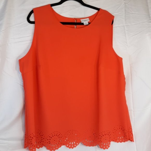 Liz Claiborne Woman Tops - SOLD--Liz Claiborne Woman Blouse Women's 1X Orange Eyelet Career Business Shirt
